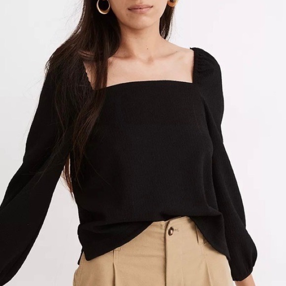 Madewell Crepe Square-Neck Puff-Sleeve Top - Picture 5 of 9